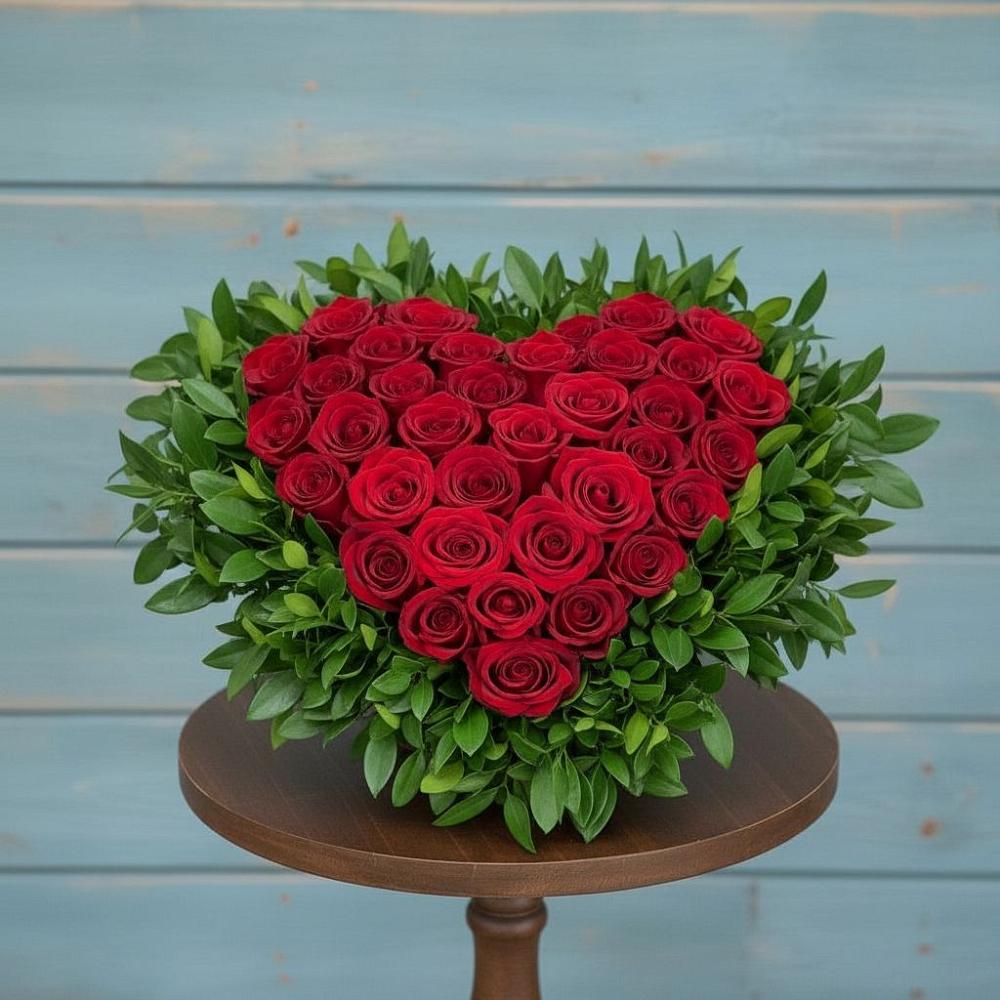 Цветочная композиция из Розы в виде сердца в Тахте