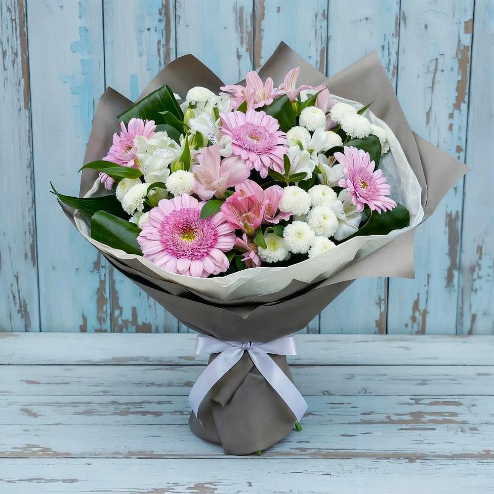 Букет цветов из: Герберы, Альстромерии и Хризантемы в Тахте