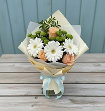 Букет цветов из:  Герберы, Розы и Хризантемы в Тахте