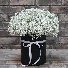Цветочная композиция из Гипсофила в шляпной коробке в Тахте